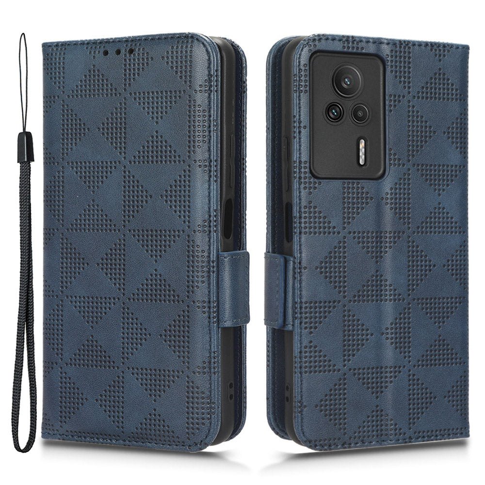 For Xiaomi Redmi K60E 5G Leather Phone Case Imprinted Triangle Pattern Stand Drop-proof Phone Cover Wallet For Xiaomi Redmi K60E 5G Leather Phone Case Imprinted Triangle Pattern Stand Drop-proof Phone Cover Wallet